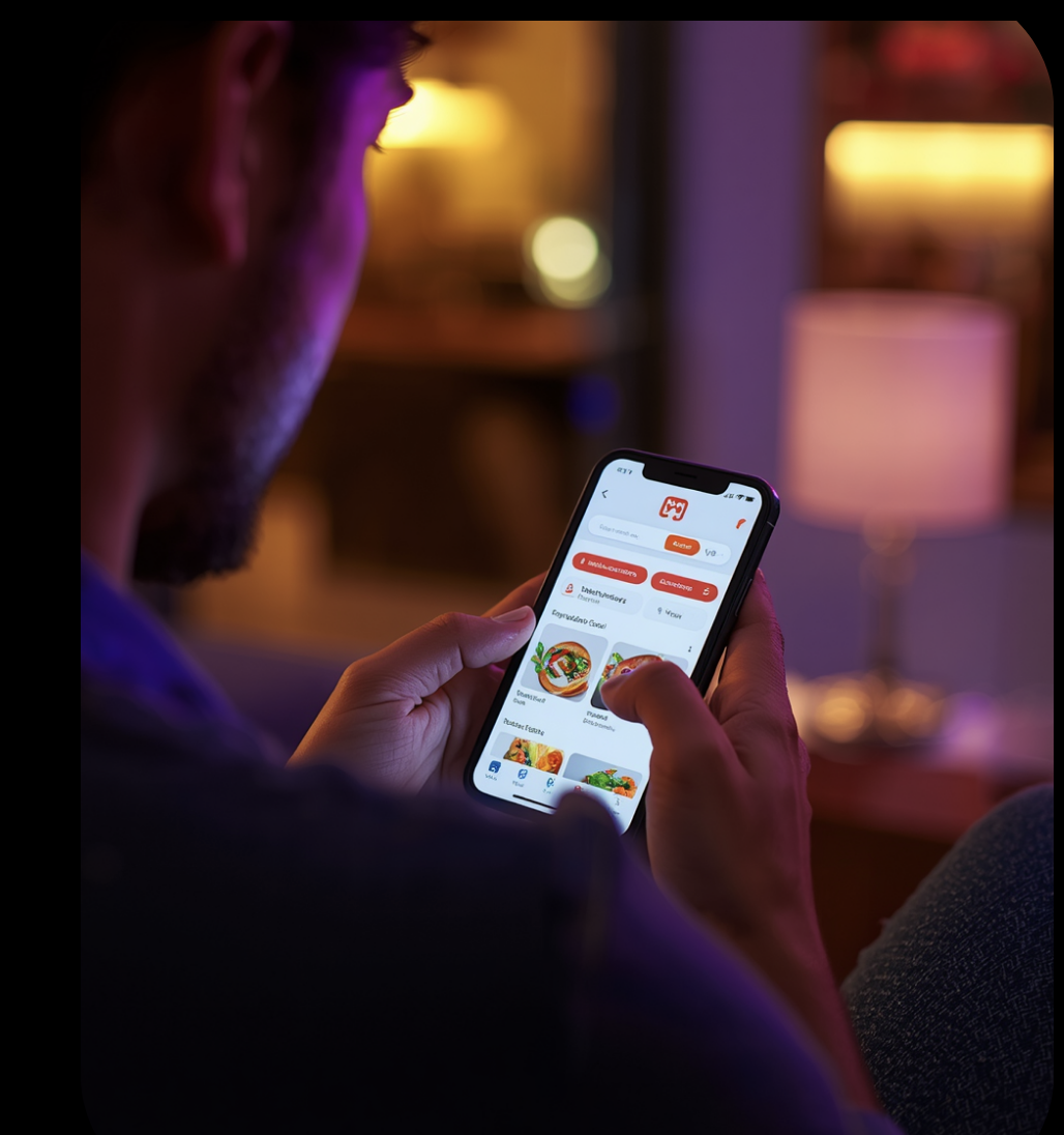 Personne consultant une app de livraison sur smartphone